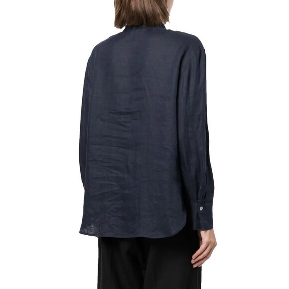 Vince Womens Medium US8 Blue Long-Sleeve Linen Button Up Shirt V934612818 Blouse - Picture 3 of 11